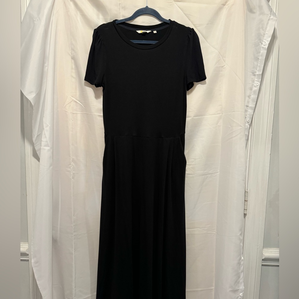 Boden jersey midi dress black size US8R short sleeve with pockets